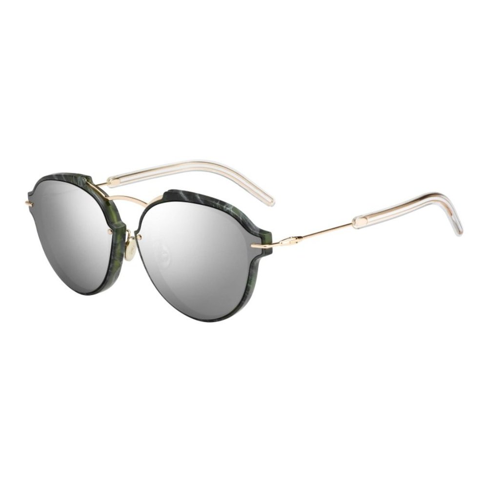 Dior Gold Green & Silver Women's Round Mirrored Dioreclat Gc1 Sunglasses